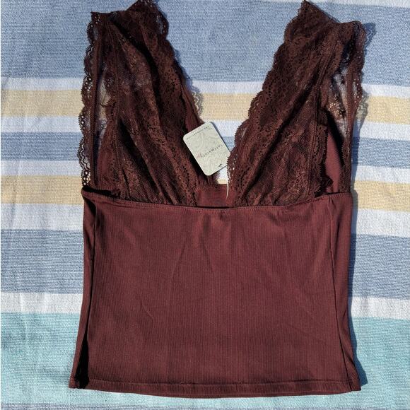 NWT, Free People, Power Play Cami, Color Bittersweet Brown, Size M - Picture 3 of 6